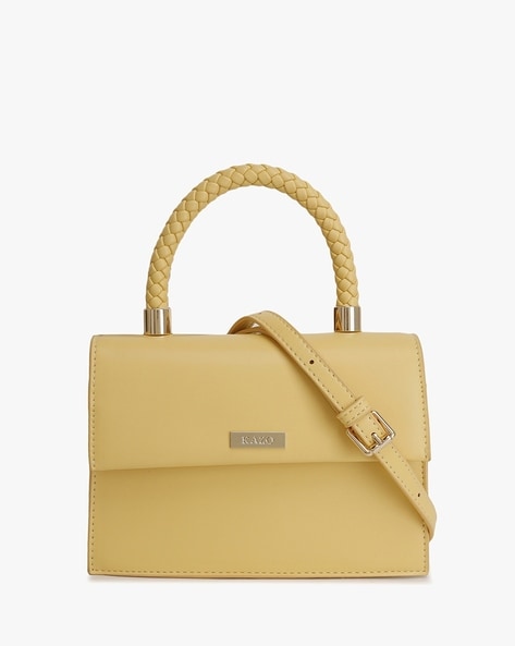 kazo yellow women handbag with detachable shoulder strap