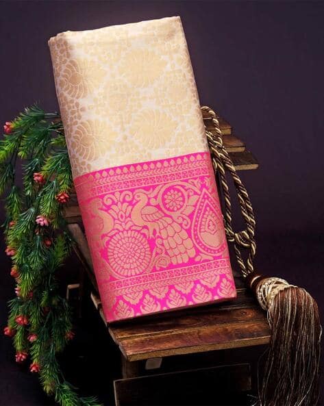 Shatayu Women Kanjivaram Silk Saree with Contrast Border
