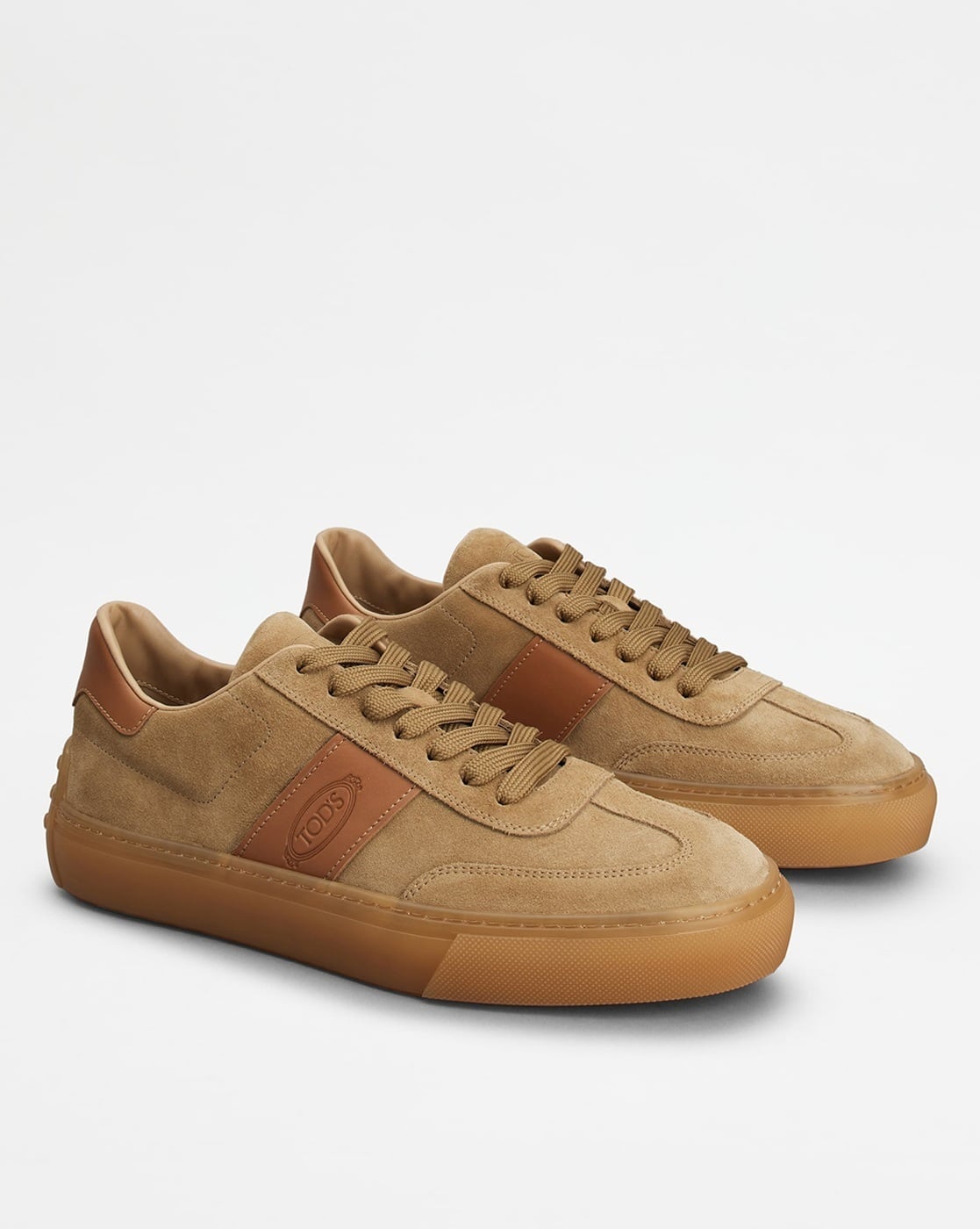 TOD'S スエード スニーカー Beige lace-up shoes Tod's Perforated Women Suede Chunky Sporty Beige Leather