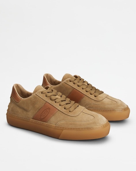 Buy Tod's Suede Lace-Up Sneakers | Beige Color Men | AJIO LUXE