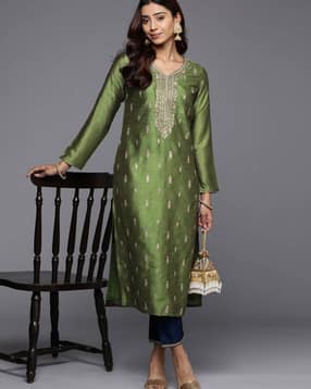 Women Embroidered Straight Kurta-image-46
