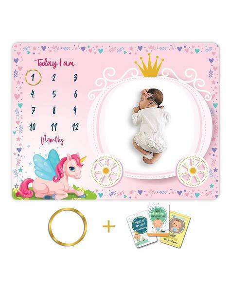 Grishu Collection Baby Monthly Milestone Blanket with Ring & Card