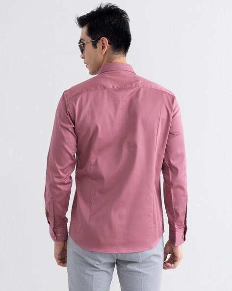 SNITCH Soft-Hue Pink Shirt Cotton Slim Fit Shirt, Anti-Dust