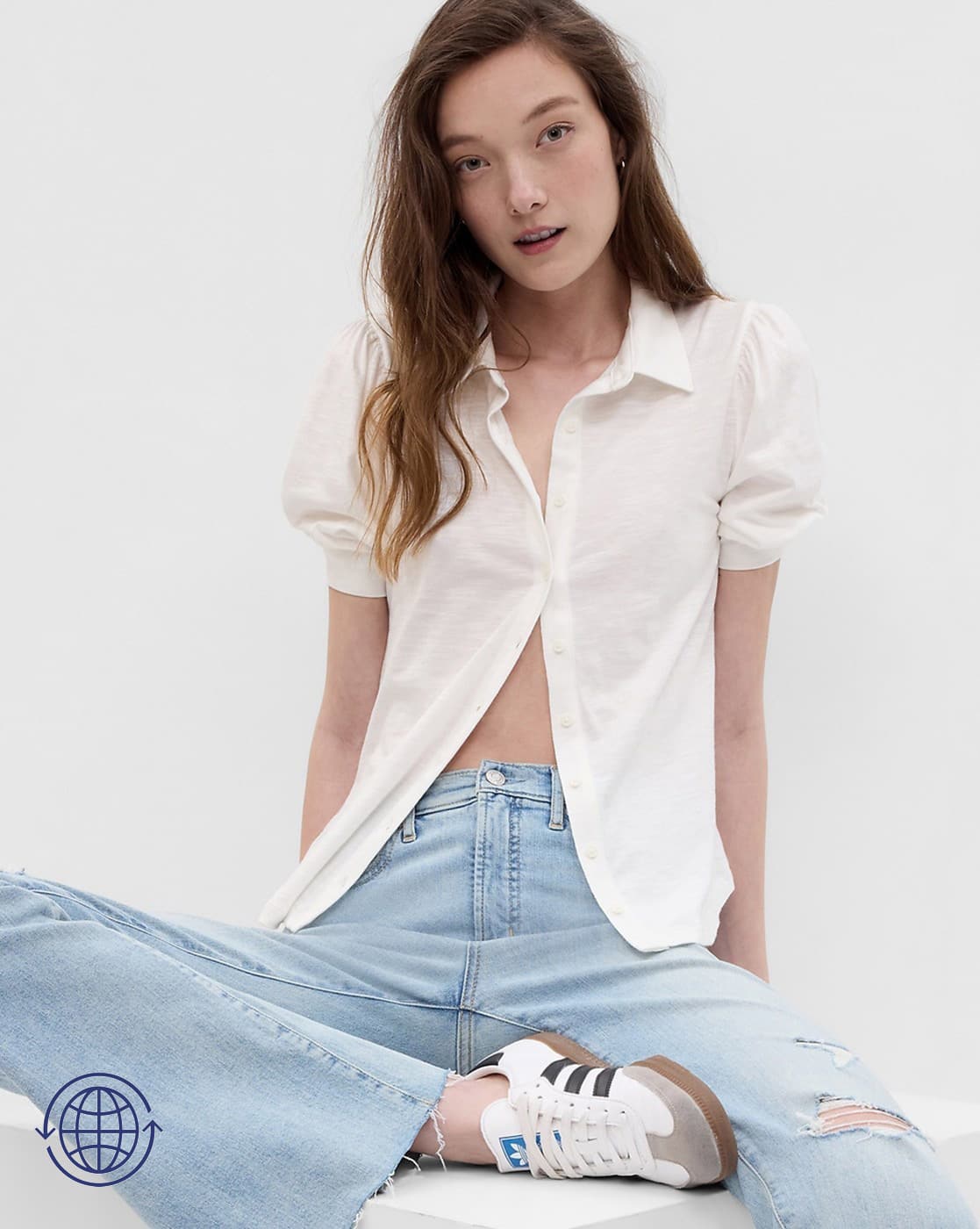 Relaxed Fit Button-Down Top