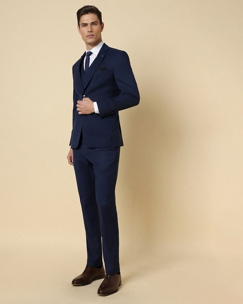 Men Patterned Slim Fit 3-Piece Suit Set