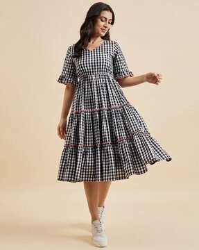 Checkered dresses clearance