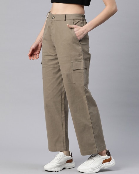 Buy Taupe Trousers & Pants for Women by Popnetic Online
