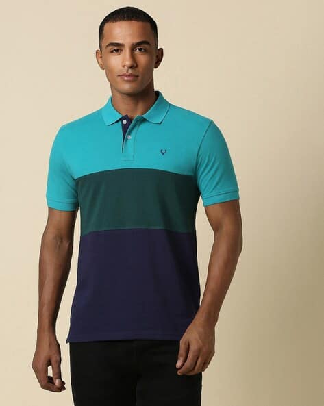 ALLEN SOLLY Men Colourblock Regular Fit Polo T-Shirt