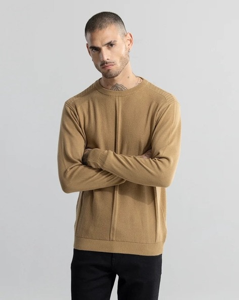 Men Regular Fit Cowl-Neck Pullover