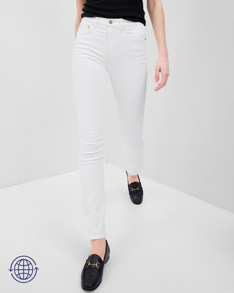 Gap high waisted white jeans online