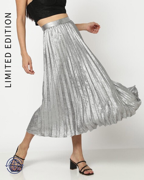 Silver pleated shop skirt qvc