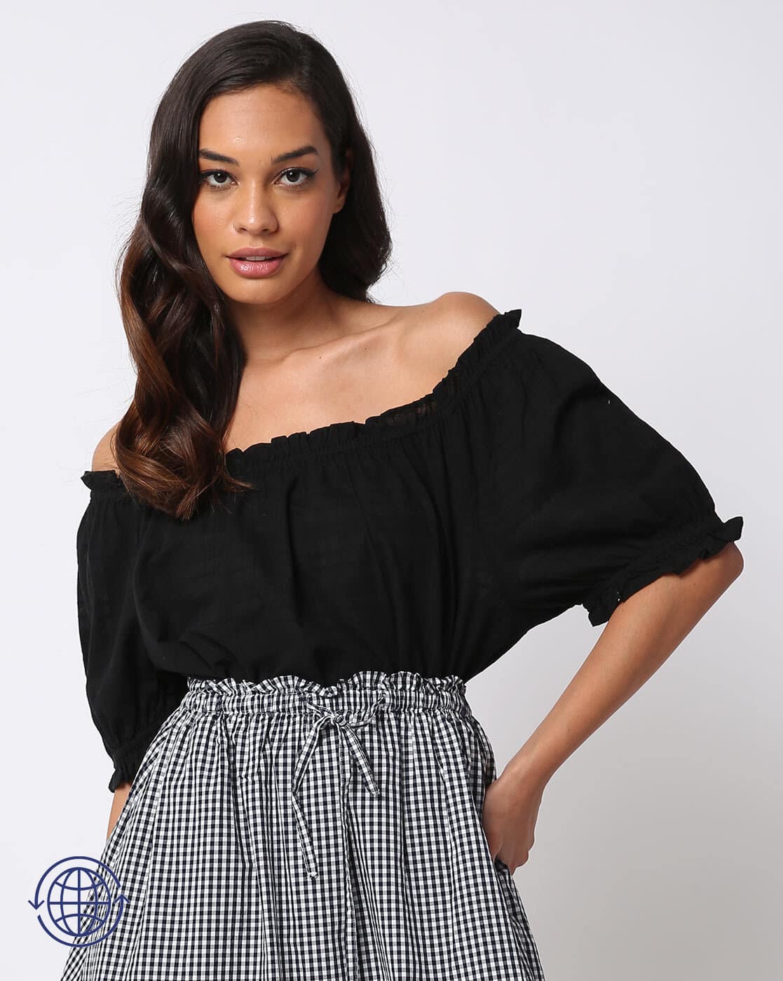 Ruched Hem Cotton Top