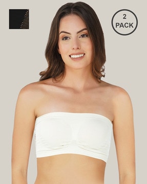 Non-Wired Seamless Non Padded Strapless Tube Top Bra Pack of 2