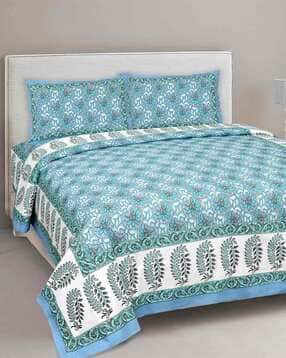 244 TC King Size Cotton Bedsheet with Pillow Covers-image-22
