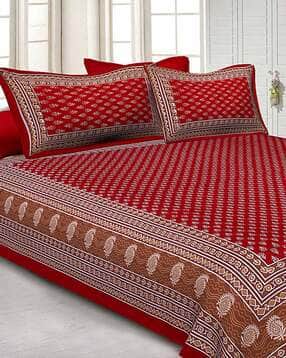 jaipur fabric 251 TC King Size Cotton Bedsheet with 2 Pillow Covers-picture-23