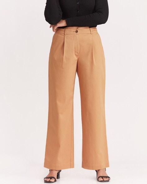 Buy Brown High Rise Wide Leg Pants for Women Online