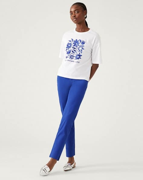 Marks & Spencer Women Flat-Front Slim Fit Chinos