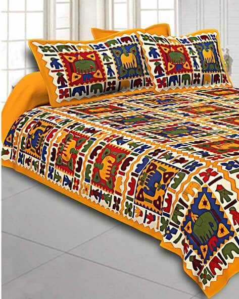 Jaipur Fabric 240TC Printed Double Bedsheet with Pillow Covers