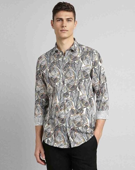 SIMON CARTER Men Leaf Print Slim Fit Shirt