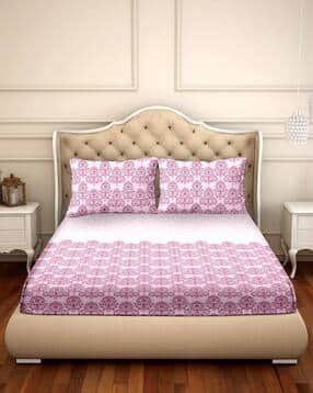 home expressions usa 140 TC Super King Size Bedsheet with Pillow Covers-picture-26