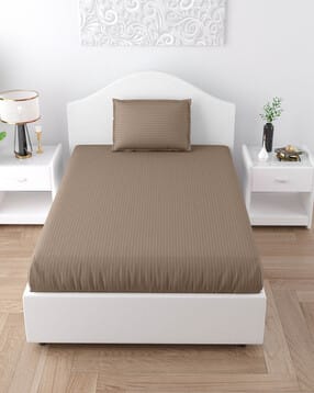 jaipur fabric Striped Single Bedsheet with 1 Pillow Cover-picture-51