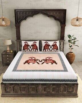 jaipur fabric 250 TC Printed King Bedsheet with Pillow Covers-picture-22