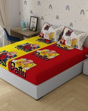 home expressions usa 120 TC Motu Patlu Print Double Bedsheet with 2 Pillow Covers-picture-45