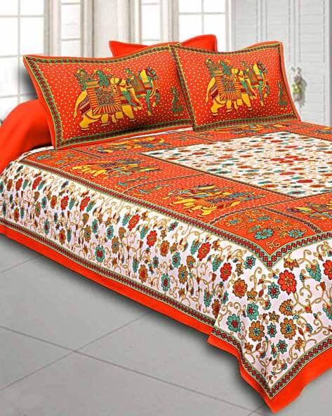 Jaipur Fabric Animal Print Double Bedsheet with Pillow Covers
