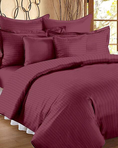 Jaipur Fabric 300TC Striped Satin Stripes King Size Bedsheet with 2 Pillow Covers