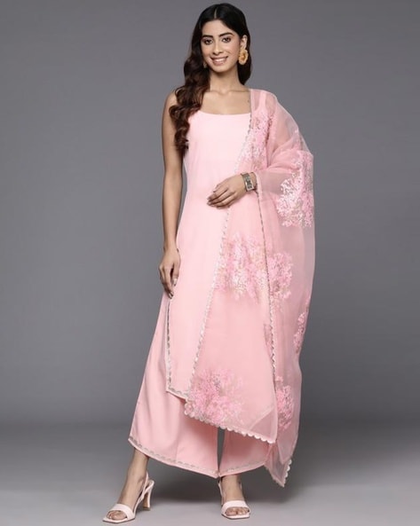 Women Square-Neck Straight Kurta Set Price in India