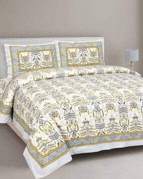 240 TC Cotton Double Bedsheet with 2 Pillow Covers-image-19