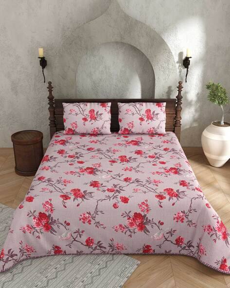 Jaipur Fabric Floral Print Double Blanket with Pillow Covers