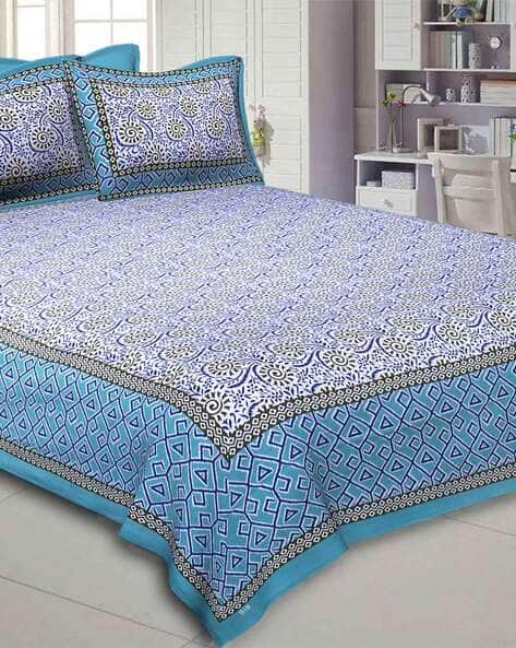Jaipur Fabric 240TC Printed Cotton Double Bedsheet with Pillow Covers