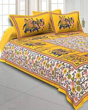 jaipur fabric 240TC Floral Print Double Bedsheet with Pillow Covers-picture-18