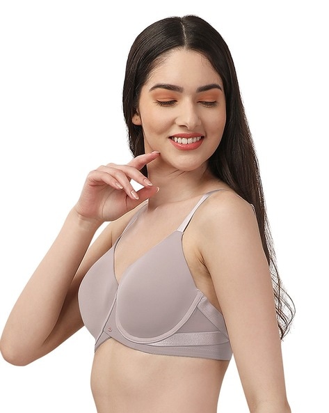 Zivame Satin Edge Padded T-shirt Bra- Grey