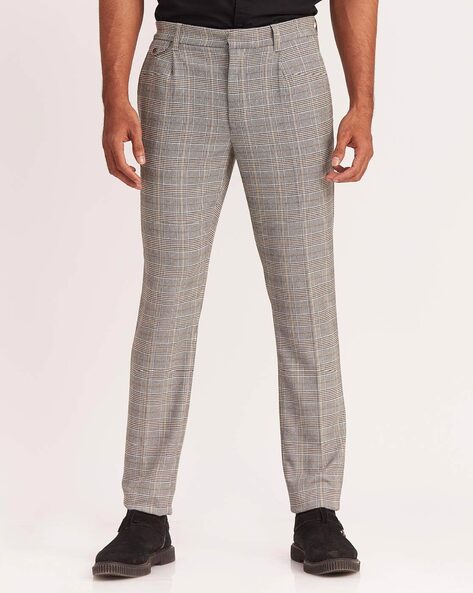 Indian Needle Men's Grey Checked Formal Trousers – Jompers