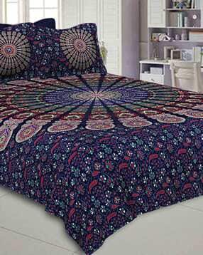 jaipur fabric 240 TC Geometric Print Double Bedsheet with 2 Pillow Covers-picture-45