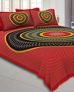 jaipur fabric King Size Cotton Bedsheet with 2 Pillow Covers-picture-29