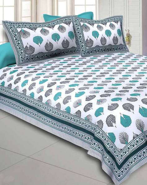 Jaipur Fabric 240 TC Floral Print Double Bedsheet with Pillow Covers