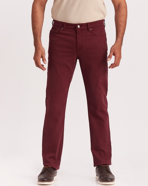 STRAIGHT FIT PANTS - Maroon