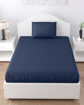 jaipur fabric Striped Single Bedsheet with 1 Pillow Cover-picture-41