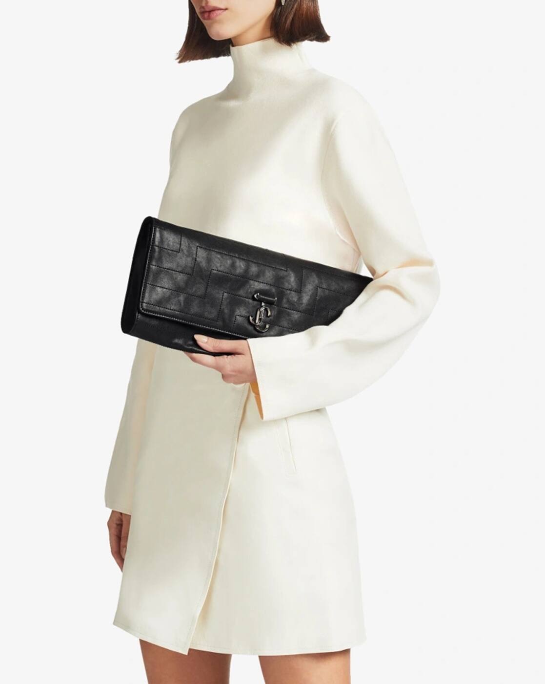 Buy Jimmy Choo Avenue Overstitched Biker Leather Soft Clutch