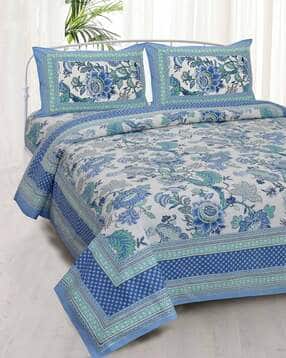 240TC Floral Print Double Bedsheet with Pillow Covers