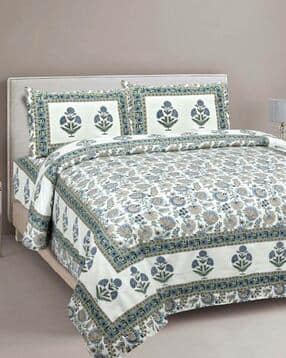 jaipur fabric 246 TC Floral Print Bedsheet with 2 Pillow Covers-picture-50