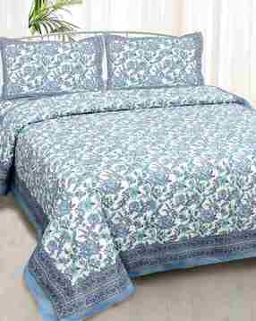 Floral Print 240 TC King Size Cotton Bedsheet-image-44