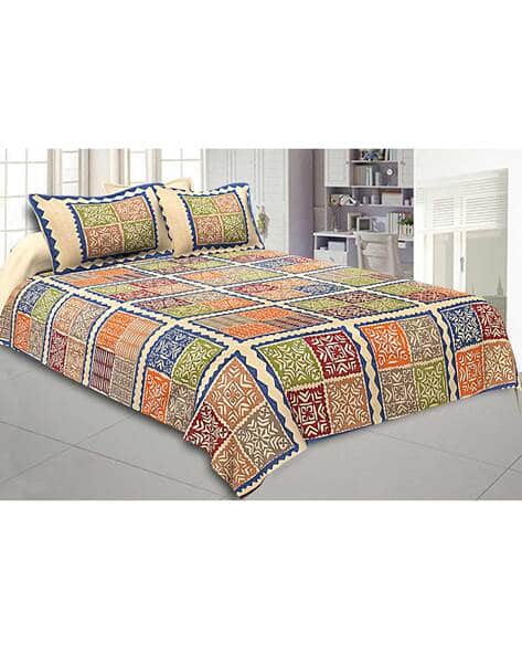 Jaipur Fabric Block Print Bedsheet with 2 Pillow Cover