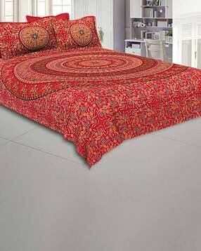 jaipur fabric Geometric Print Bedsheet with 2 Pillow Cover-picture-25