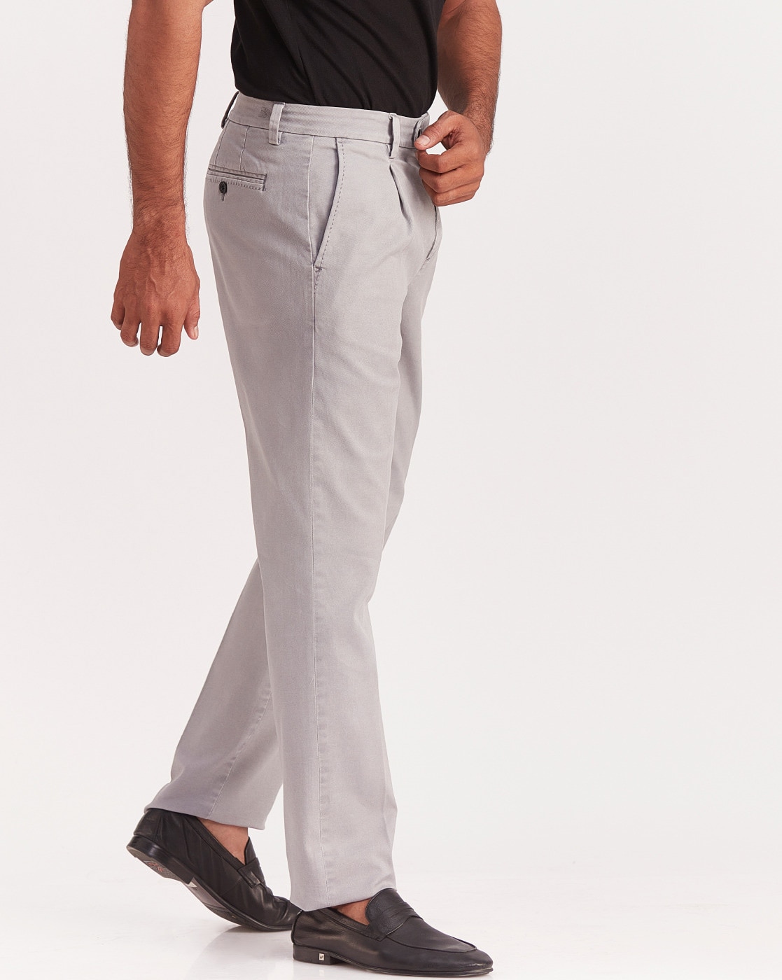 The Heavy Linen Pleated Trousers for Men Denim Blue