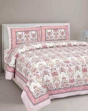 240 TC Cotton Double Bedsheet with 2 Pillow Covers-image-20