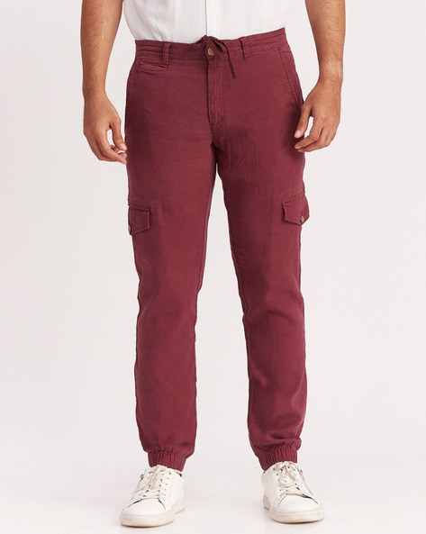 Buy SKENJEL Men's Casual Cotton Loose Denim Cargo Pants (34, Maroon) at  Amazon.in